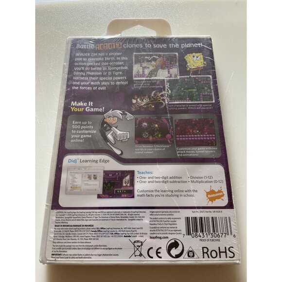 Nicktoons Android Invasion LeapFrog Didj Game Math Facts Grade 2nd-4th Ages 7-10 - Picture 2 of 6